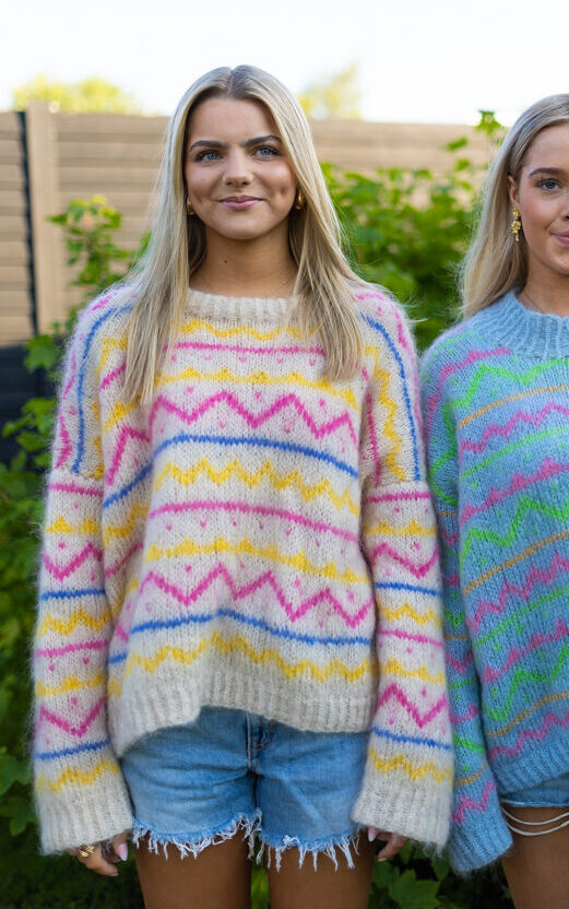 strikk fargerik 80talls genser fluff mohair