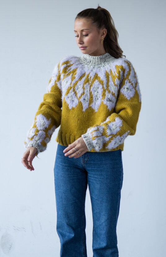 genser med rundfelling fairisle