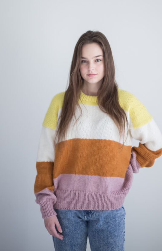 26094-Lilja-genser-kit-3 - HipKnitShop womens multicolored sweater knitting pattern