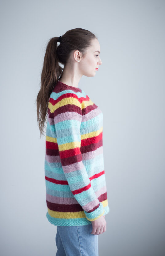 womens sweater knitting pattern and wool striped sweater