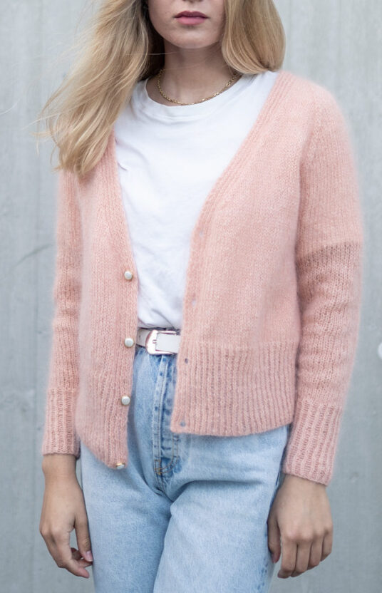 tynn strikket cardigan jakke i mohair