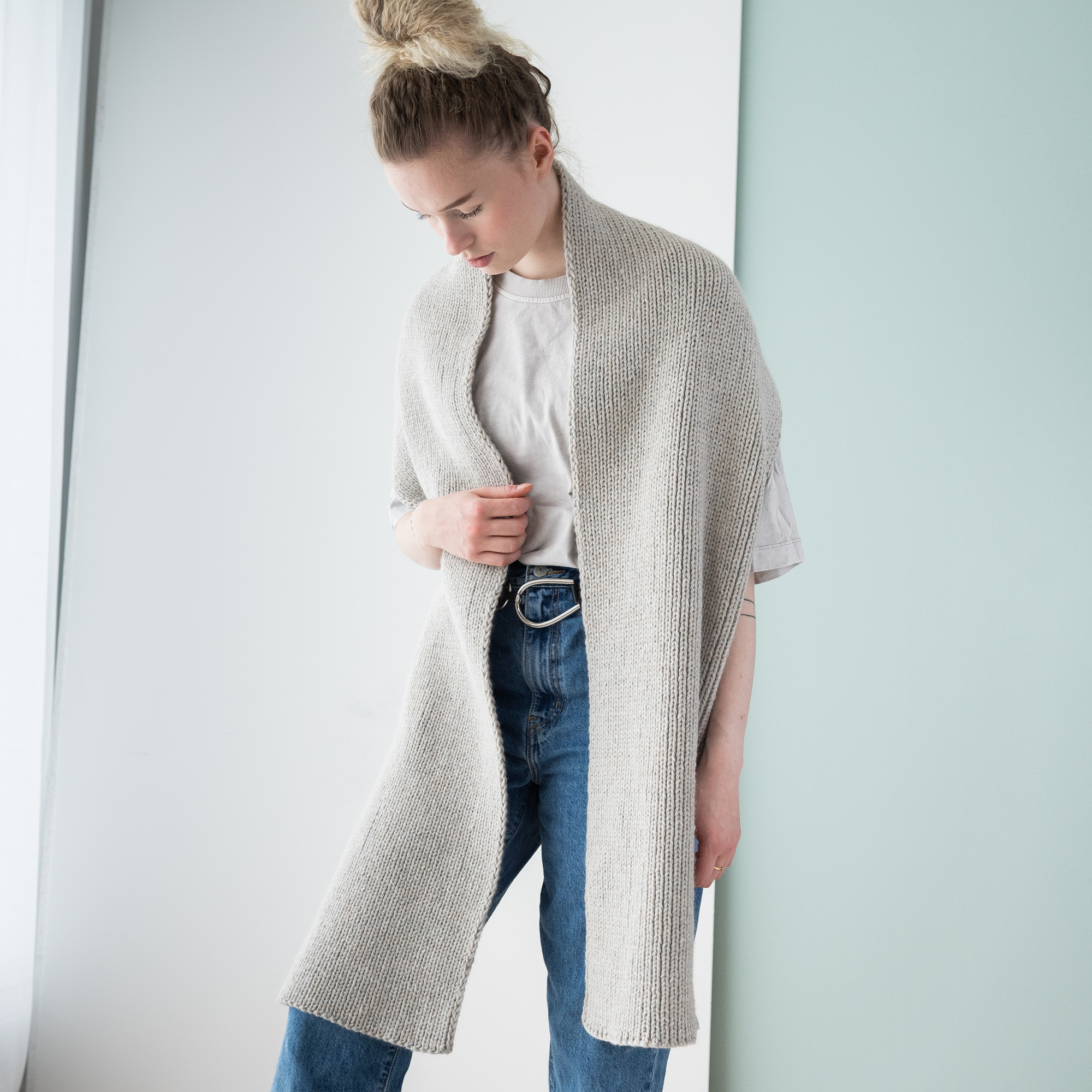 83953-Foggy-Scarf-Kit - HipKnitShop beginner friendly pattern scarf