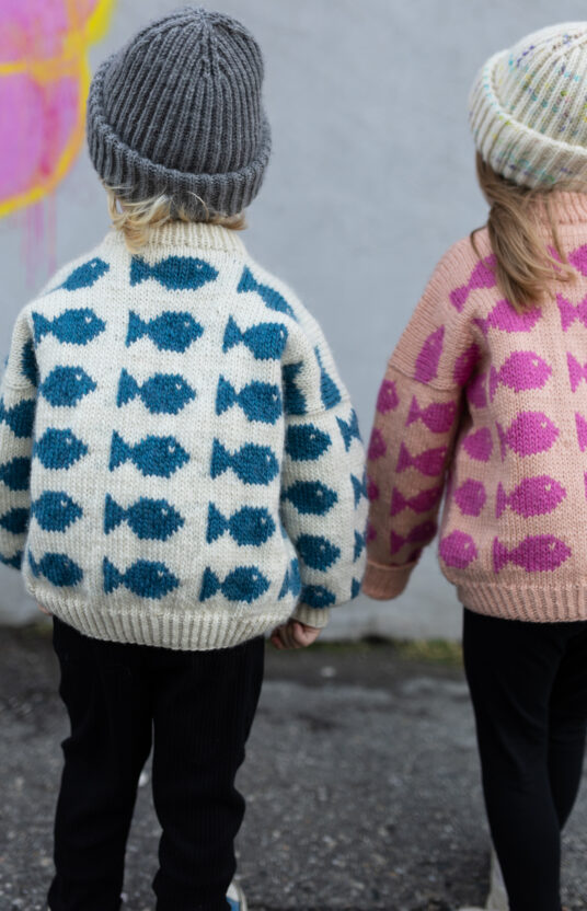 strikkeoppskrift genser med fish ullgenser fishy barn