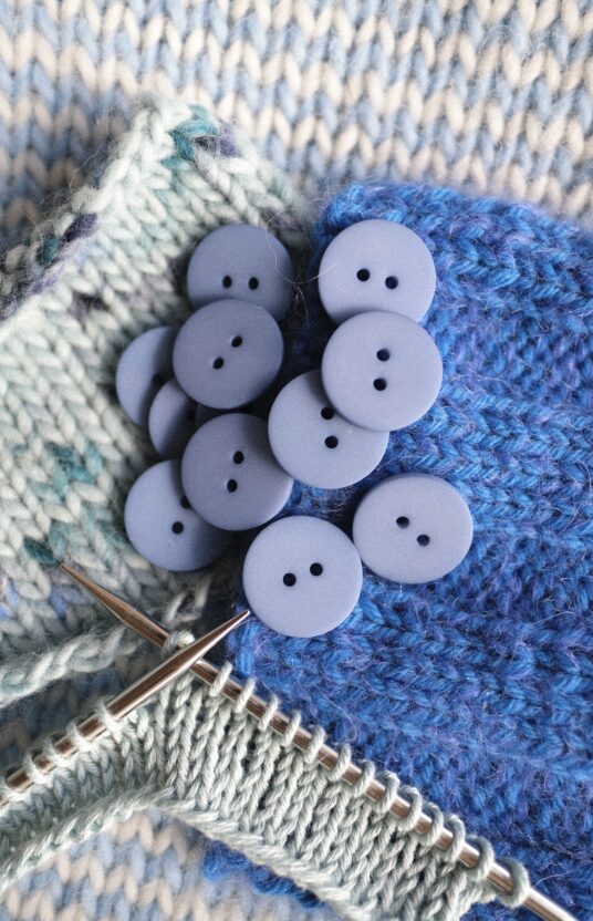 Dusty blue buttons, soft blue buttons, pastel blue buttons, blue plastic buttons, buttons for knitted jacket, cardigan buttons, knitting buttons, two hole buttons, buttons for sweater, muted blue buttons, cute knitwear buttons.