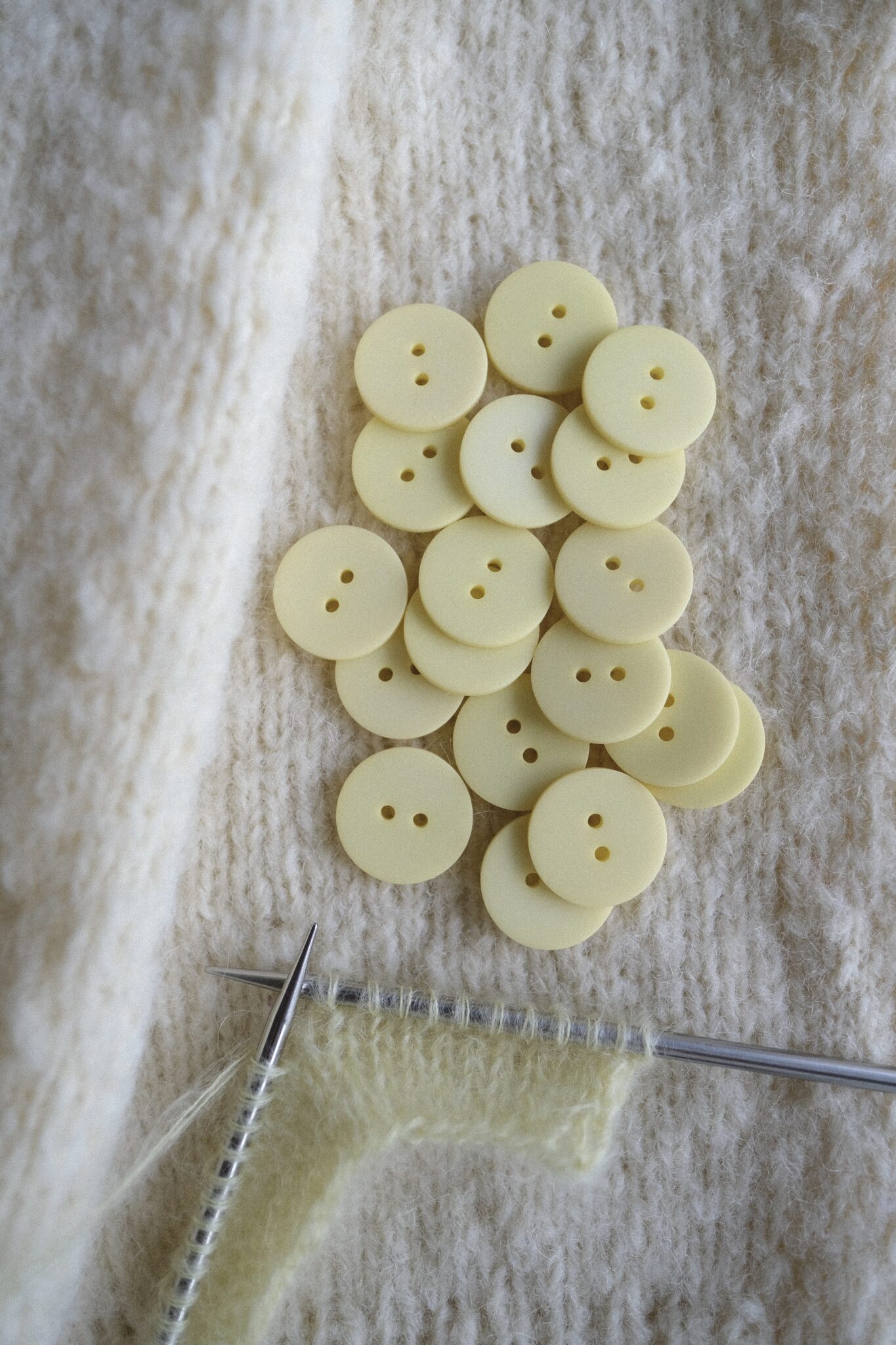 light yellow plastic button - HipKnitShop Light yellow buttons, pastel yellow buttons, yellow plastic buttons, buttons for knitted jacket, cardigan buttons, knitting buttons, two hole buttons, buttons for sweater, soft yellow buttons, cute knitwear buttons.